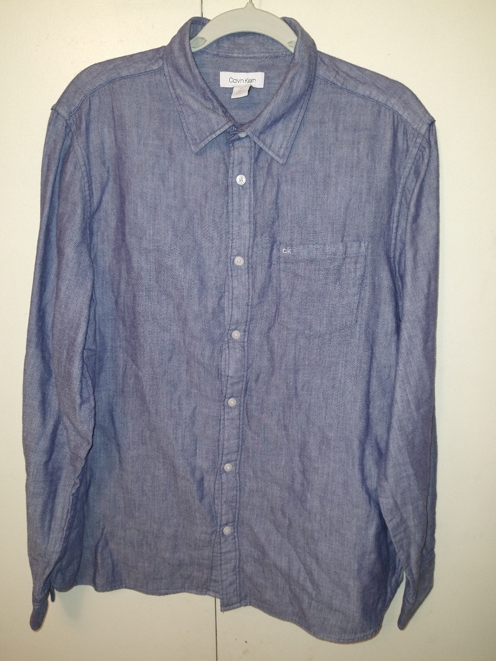 Calvin Klein Chambray Long Sleeve Button Up Shirt Men's sz Large.
